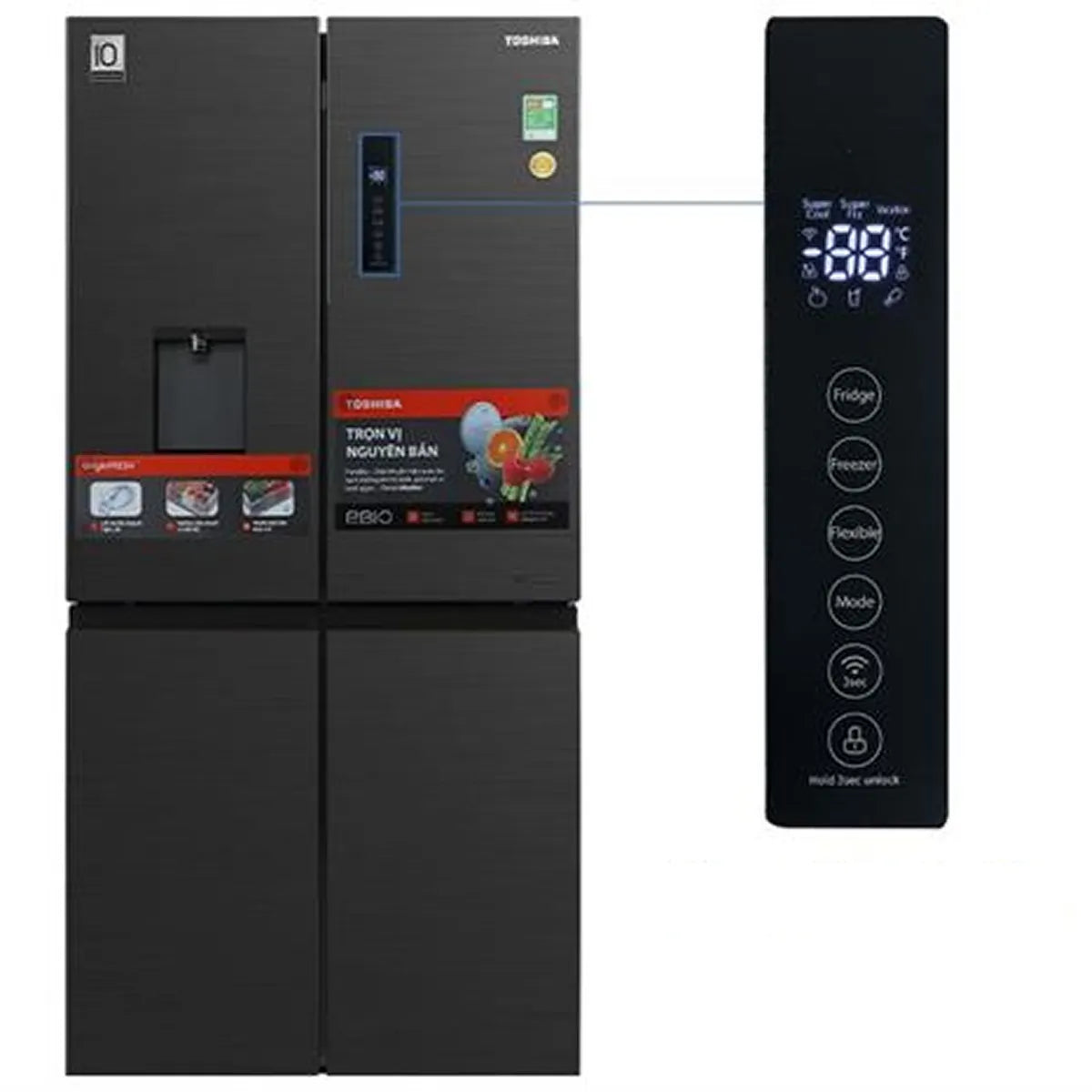 Tủ lạnh Toshiba Multidoor 471 lít 2025 (GR-RF606WI-PMV(60)-AG)