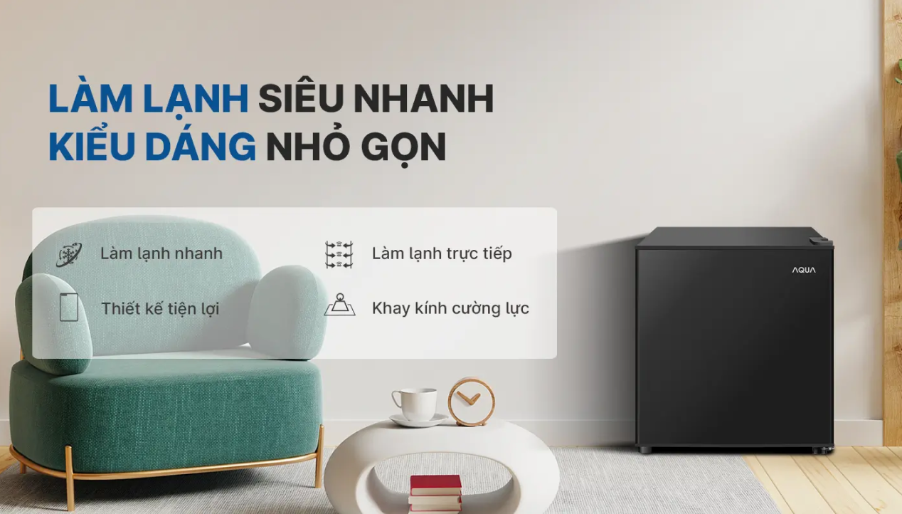 Tủ lạnh AQUA 50 lít 2024 (AQR-D60FA(BS)
