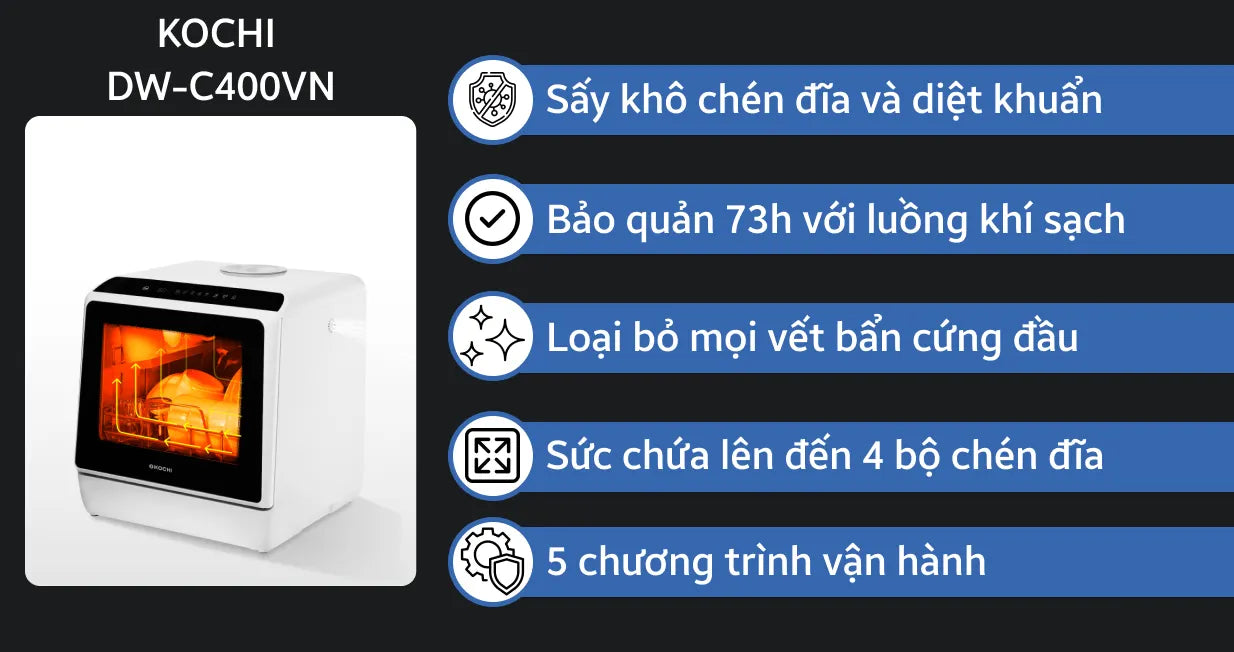 Máy rửa chén bát để bàn thông minh KOCHI